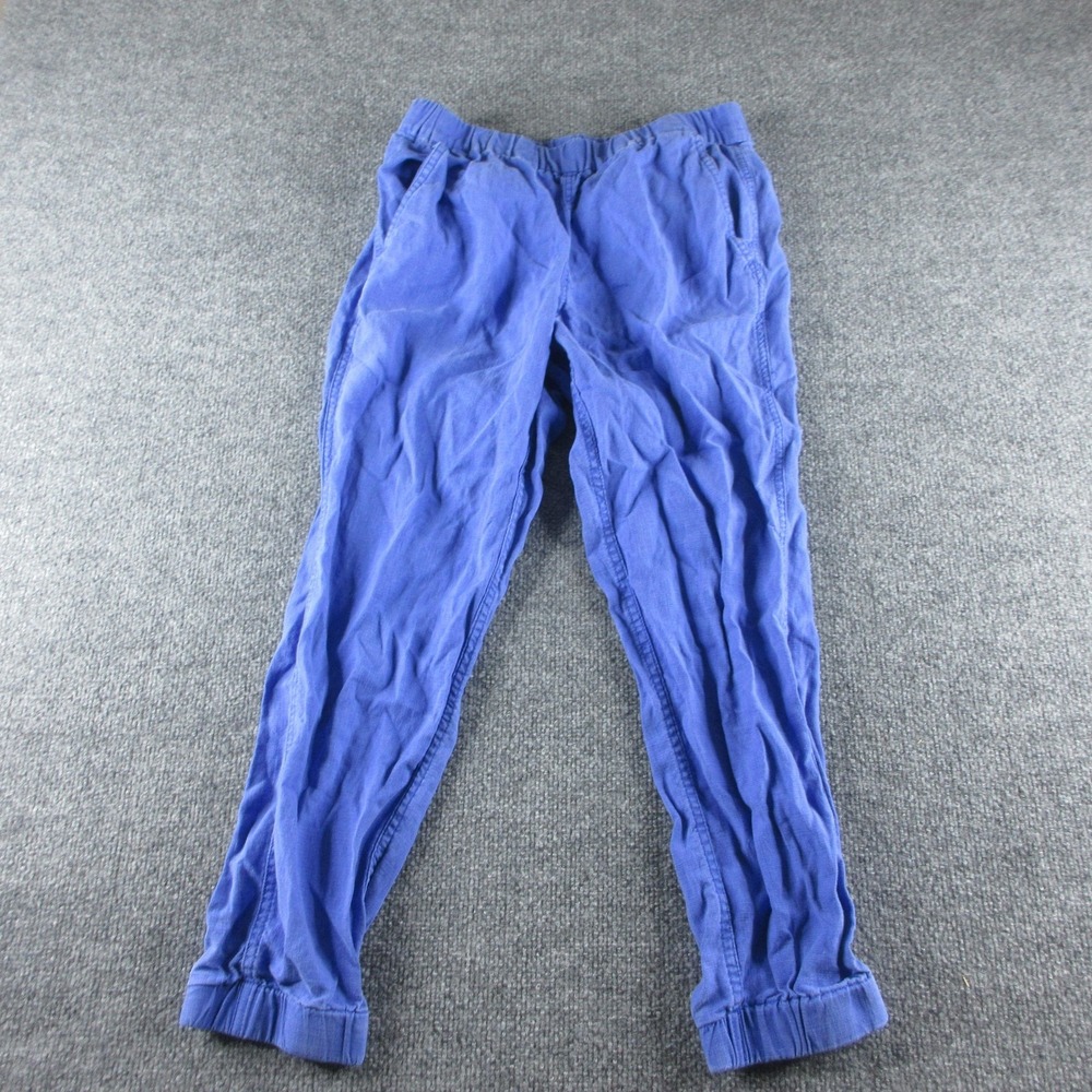 J.Crew Pants Womens 2 Blue Linen Lyocell Jogger Cuffed Elastic Waist Casual
